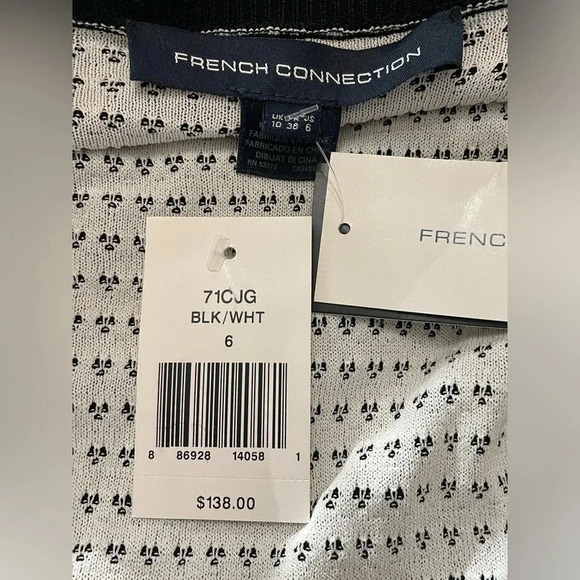 NWT French Connection Black Knit Bodycon Textured Dress Size 6 - Picture 5 of 6